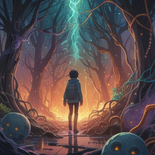 A thought-provoking illustration depicting a person surrounded by ethereal beings, representing emotional distance, an intricate web of connections breaking apart, vibrant energy fields, spiritual symbols in the background, reflecting on the nature of relationships, a sense of isolation yet enlightenment, soft light creating a serene atmosphere, 4k