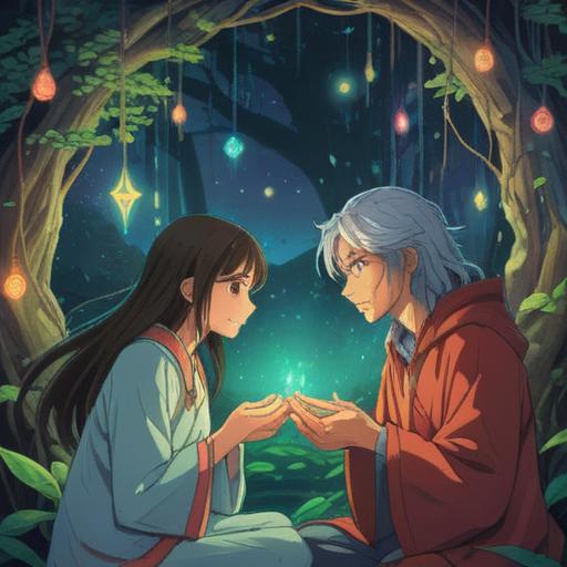 A heartwarming illustration of spiritual wisdom for healing human relationships, gentle light illuminating a serene environment, interconnected hands symbolizing unity and support, peaceful expressions on diverse faces, vibrant colors enhancing positive energy, lush nature in the background, calming atmosphere, intricate details in facial expressions, 4k