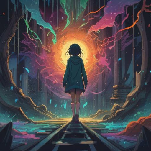 A surreal illustration depicting the spiritual meaning of broken human relationships, abstract shapes representing emotional pain, fractured glass symbolism, ethereal figures drifting apart, soft ethereal light, a darkened background with vibrant colors symbolizing chaos, tranquil yet poignant atmosphere, 4k