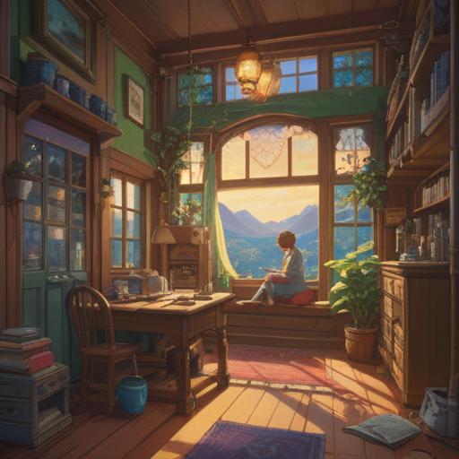 A serene scene depicting a cozy room, a beautiful amulet glinting on a sunlit windowsill, two people sharing a warm smile while holding hands, soft light creating a calming atmosphere, subtle details in the background showing plants and photographs, emphasizing connection and harmony, 4k