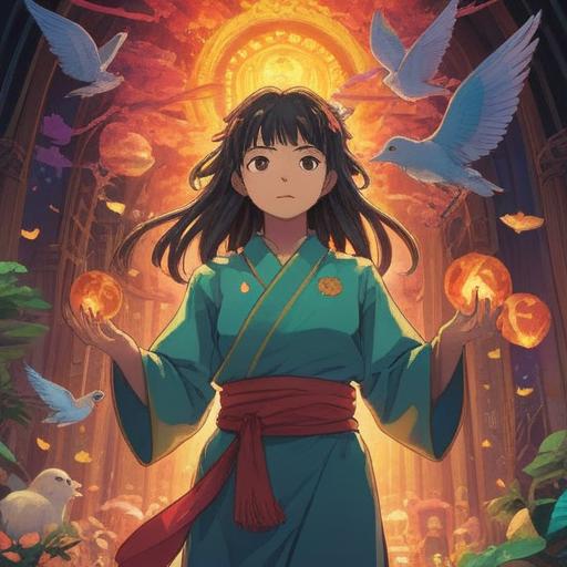 A serene spiritual scene, a radiant light illuminating a person being greeted by ethereal beings, symbols of positivity and good fortune surrounding them, a sense of peace and connection, soft glowing colors, tranquil atmosphere, heavenly presence, inspiring imagery, 4k