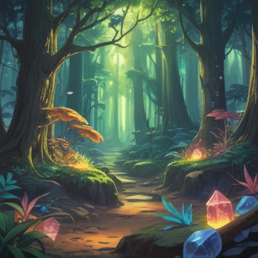 A serene scene depicting a spiritual greeting, vibrant lucky items like crystals and feathers, an inviting atmosphere, sunlight filtering through trees, soft glowing aura, elegant mandala patterns, harmonious color palette, tranquil setting, 4k