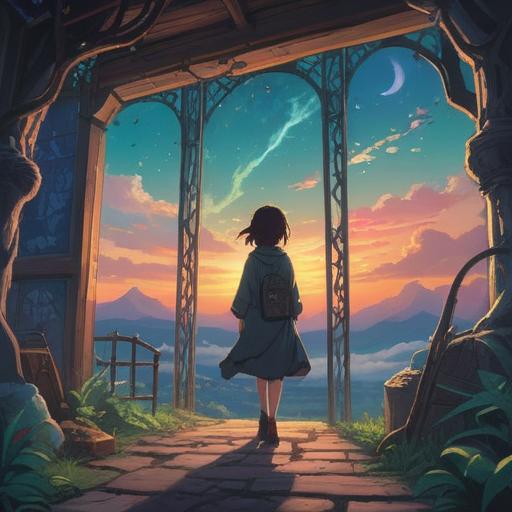 A mystical scene depicting a person surrounded by ethereal light, symbols of doubt and trust represented by shadows and glimmers, an open sky with swirling clouds, a pathway illuminated by soft orbs, serene expression, spiritual aura, nature elements like trees and water reflecting the light, symbolism of intuition and awareness, deep colors, artistic interpretation, 4k