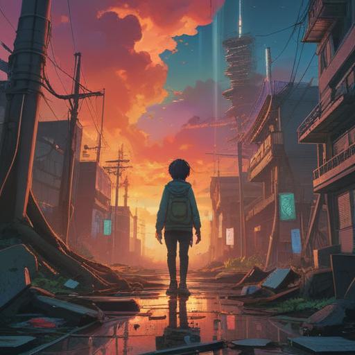 A deep and contemplative scene depicting a person standing at the crossroads of pain and redemption, ethereal light surrounding them, symbolic representations of guilt and healing in the background, intertwining shadows and light, a mix of vibrant and muted colors, a profound sense of introspection, spiritual elements like a distant glowing figure or aura, atmospheric depth, thought-provoking imagery, 4k