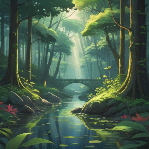 A serene gathering in a tranquil forest, individuals engaging in a calming ritual, soft sunlight filtering through the leaves, gentle flowing river nearby, meditative postures, nature-inspired decorations, harmonious atmosphere, sense of unity and peace, 4k