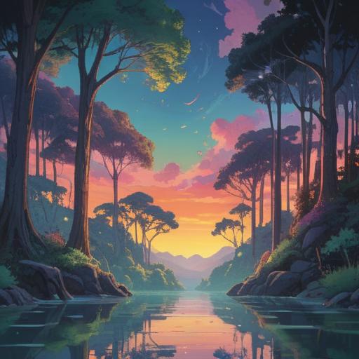 A serene and meditative landscape, an abstract representation of a peaceful mind, soft light filtering through trees, gentle waves on a calm lake, ethereal aura surrounding a figure in contemplation, harmonious colors blending together, symbols of clarity and intuition, tranquil atmosphere, 4k