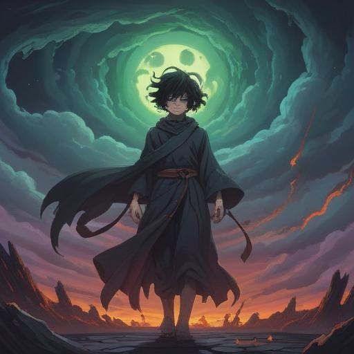 A dark and haunting depiction of negative energy, a shadowy figure with malevolent intent, swirling ominous clouds overhead, symbolic representations of misfortune, a gloomy landscape filled with broken dreams, eerie light illuminating troubled faces, suggesting deep spiritual consequences, contrasting light and dark elements, 4k