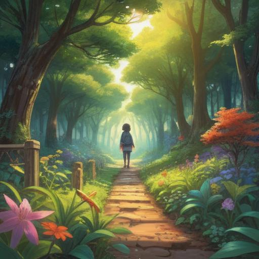 A serene and uplifting spiritual illustration, people coming together in a peaceful garden, warm sunlight filtering through the trees, expressions of joy and kindness, symbols of good fortune like butterflies and flowers, a sense of harmony and connection, vibrant colors, soft and inviting atmosphere, 4k