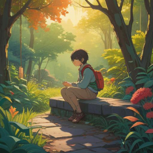 A serene scene capturing a person contemplating their lucky number after sensing a presence, warm sunlight filtering through leaves, a peaceful garden setting, soft grass underfoot, butterflies fluttering nearby, thoughtful expression, symbolic elements like numbers and luck, vibrant colors, inviting atmosphere, 4k