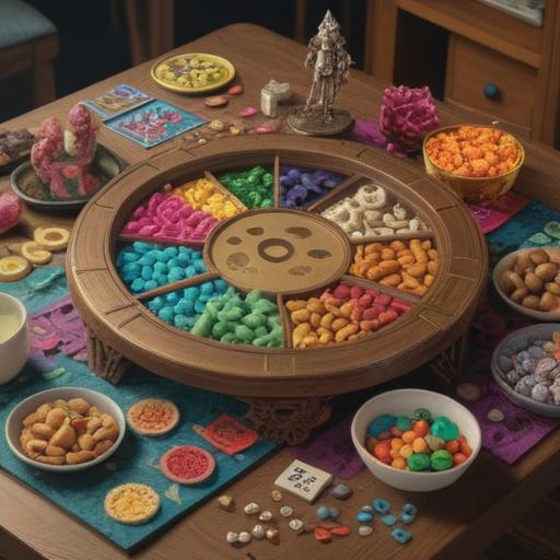 A vibrant and enchanting display of lucky charms and items that attract good fortune, beautifully arranged on a wooden table, featuring a shiny four-leaf clover, a glimmering horseshoe, a colorful pair of dice, a small golden Buddha statue, and a lucky cat figurine, surrounded by sparking lights and soft glows, conveying an atmosphere of positivity and hope, 4k