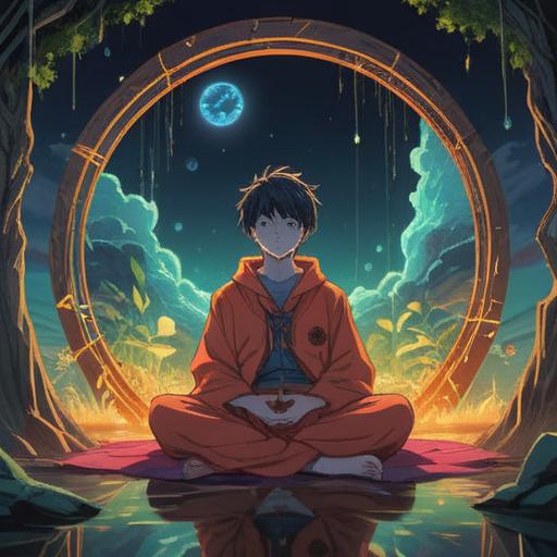 A serene illustration depicting a person sitting in contemplation, surrounded by a soft, glowing aura, symbolic representations of negative energy around them, gentle reminders of kindness and empathy in the environment, ethereal light illuminating the scene, nature elements like trees and flowers emphasizing growth and positivity, inviting atmosphere, 4k