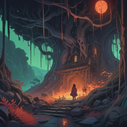 A contemplative spiritual illustration, ethereal atmosphere, symbolic representations of blame and accountability, a person surrounded by shadows symbolizing negativity, light breaking through clouds to represent enlightenment, serene expression on the character's face, vibrant colors contrasting with dark tones, 4k