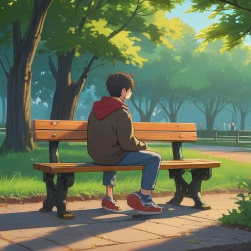 A serene and contemplative scene, a person sitting on a park bench, discussing their feelings with a close friend, gentle sunlight filtering through the trees, symbolizing guidance and support, ethereal aura surrounding them, representing spiritual connection, tranquil atmosphere, nature's beauty enhancing emotional exchange, 4k