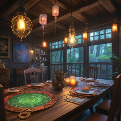 A magical and whimsical charm displayed on a wooden table, intricate details of the charm capturing light, surrounded by glowing symbols of luck, a cozy room filled with plants and soft sunlight, an inviting atmosphere, hinting at the power of positivity, 4k