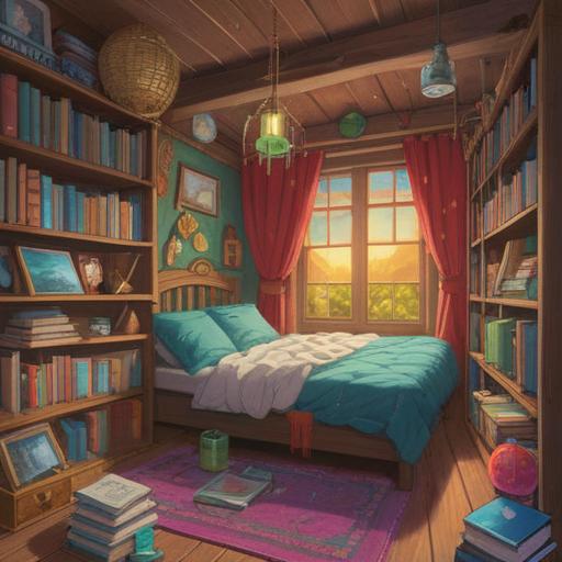 A serene scene depicting various items that support emotional transformation, a cozy room filled with calming objects like journals, crystals, and inspirational quotes, a person reflecting while observing these items, warm lighting creating a tranquil atmosphere, a sense of hope and personal growth, inviting colors, soft focus, 4k