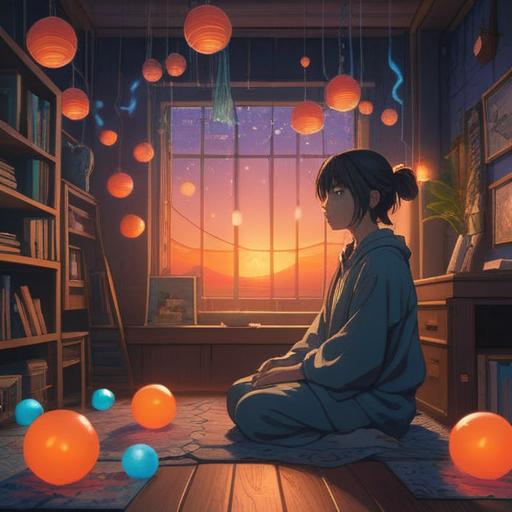 A mystical illustration depicting a person sitting alone in a serene, dimly lit room, surrounded by soft glowing orbs representing spiritual signs, an open window with a gentle breeze rustling the curtains, subtle symbols of intuition and reflection in the background, ethereal lighting, soothing color palette, introspective mood, 4k
