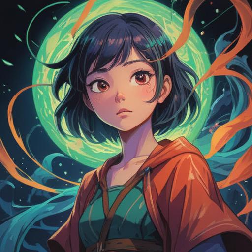 A mystical and introspective illustration, depicting a figure with shifting expressions reflecting different emotions, ethereal aura surrounding the character, symbolizing duality and adaptability, soft light illuminating the scene, serene and contemplative atmosphere, subtle hints of nature in the background, representing personal growth and spiritual awareness, 4k