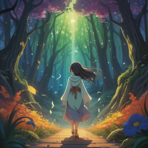 A serene and thoughtful illustration of a person surrounded by ethereal light, depicting a spirit guide in the background, gentle aura radiating around them, symbols of communication and connection, lush nature setting, birds and butterflies representing spiritual messages, calming colors, soft textures, 4k