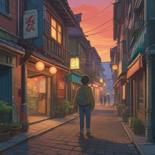 A serene street scene where a person is being approached by various individuals for directions, subtle spiritual symbols illuminating around them, a gentle aura surrounding the person, hints of intuition represented by light trails, soft sunlight filtering through trees, a calm and reflective atmosphere, encouraging sense of awareness, clear visual narrative, 4k