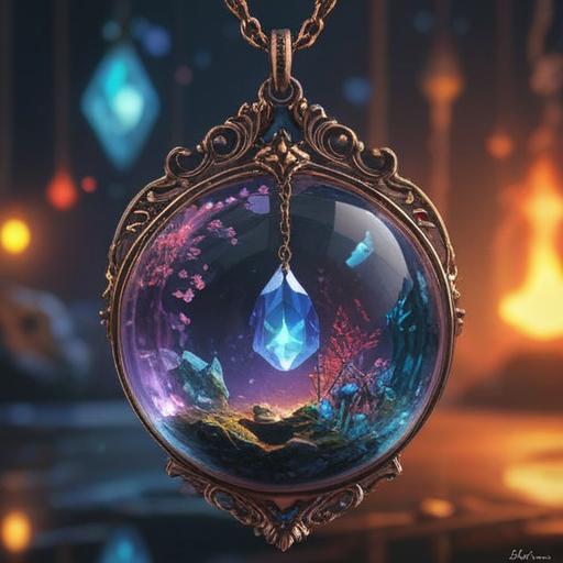 A captivating crystal pendant shimmering in light, intricately designed with unique textures, resting on a reflective surface with a soft glow, surrounded by a serene ambiance, evoking feelings of luck and confidence, delicate sparkles highlighting the crystal's beauty, inviting atmosphere, 4k
