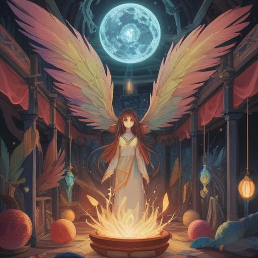 A serene illustration depicting an individual surrounded by a gentle aura, symbolic representations of spiritual signs like feathers and light orbs, a calm environment with soft, muted colors, the figure showing contemplation and introspection, nature elements like trees and flowing water in the background, a feeling of tranquility and self-reflection, inviting space, balanced composition, 4k