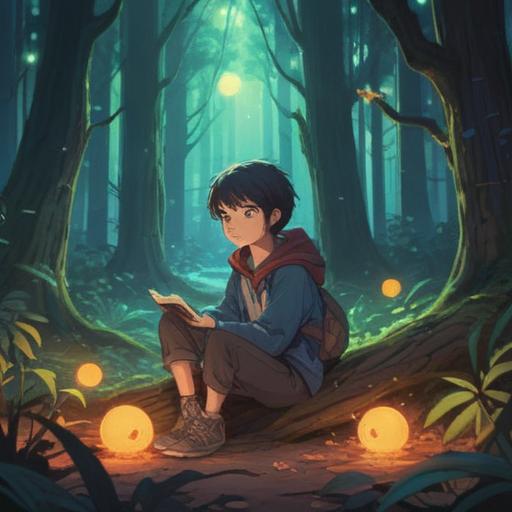 A serene and introspective scene, a person sitting alone in a peaceful forest, surrounded by soft, glowing orbs of light representing energy and emotions, gentle breeze rustling through the leaves, ethereal aura signifying spiritual exhaustion, warm sunlight filtering through the trees, tranquil atmosphere, reflective mood, nature-inspired visuals, 4k