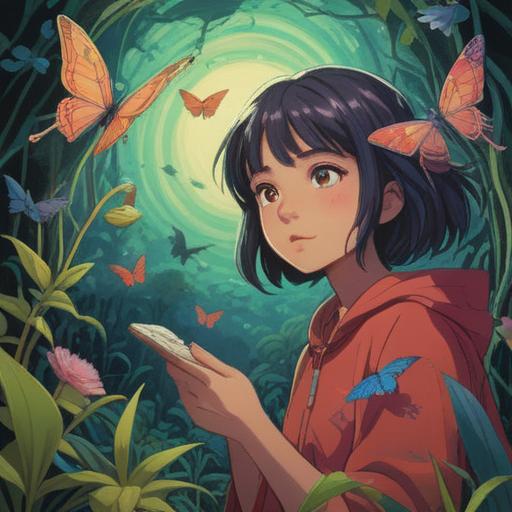 A serene and peaceful illustration depicting an individual surrounded by nature, subtle glow around the person, symbolic representations of spiritual growth like butterflies and flowers, calming colors, gentle sunlight filtering through leaves, illustrating the contrast between solitude and connection, 4k