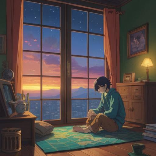 A serene and introspective scene, a person sitting alone in a peaceful room, soft light filtering through the window, surrounded by symbolic elements like crystals and candles, an aura of tranquility, signs of mindfulness and reflection, subtle hints of spiritual awareness, a gentle reminder of personal space, 4k