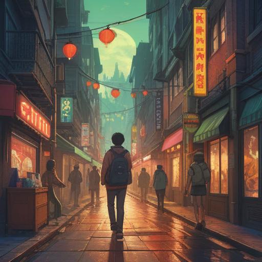 A bustling crowd in an urban setting, vibrant energy, diverse people interacting, ethereal light illuminating paths, subtle signs of guidance, serene expressions amidst chaos, symbolic elements of spiritual signs, interconnectedness of humanity, 4k