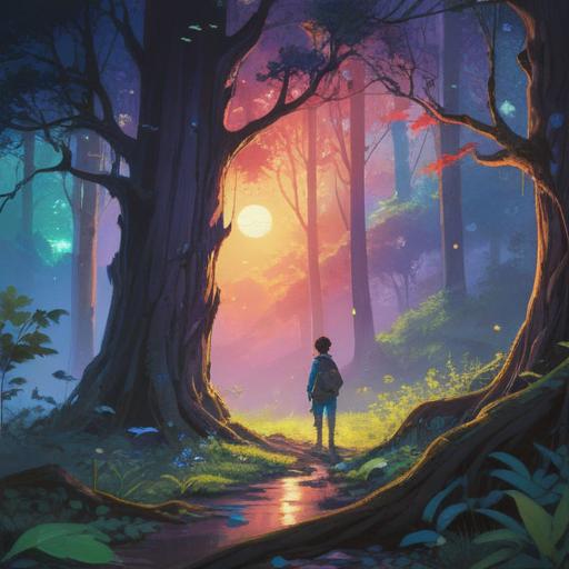 A serene and reflective scene, a person witnessing another falling in a tranquil forest, ethereal light shining through the trees, representing spiritual awakening and transformation, deep emotional connection, gentle breeze, soft focus on the falling figure, symbolic elements like feathers or light orbs, vivid colors, harmony between nature and human experience, 4k