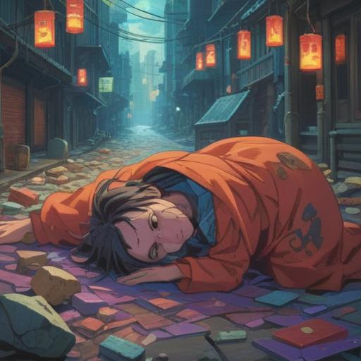 A dramatic scene capturing the moment after a person has collapsed, an intriguing lucky item lying nearby, vibrant colors, intense expressions, contrasting emotions of shock and hope, detailed environment highlighting the aftermath, soft lighting casting gentle shadows, immersive atmosphere, 4k