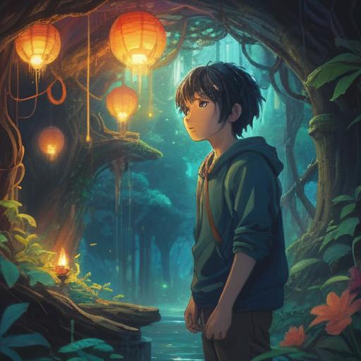 A serene and mystical scene depicting a person experiencing a moment of envy, ethereal light shining down, symbolic representations of spiritual signs like feathers and butterflies, thought-provoking expressions, lush nature background, calming colors, magical atmosphere, 4k