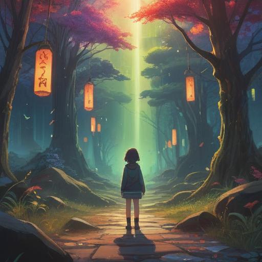 A serene and introspective scene, a person standing at a crossroads, surrounded by ethereal light, subtle signs in the environment like falling leaves and floating symbols, a sense of contemplation and awareness, a gentle breeze indicating change, soft glow around the person, nature blending with mystical elements, harmonious colors, 4k