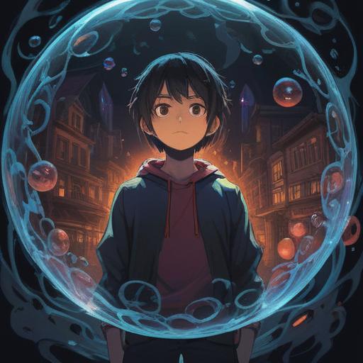 A conceptual illustration depicting a person surrounded by shadows, a protective bubble forming around them, gentle light filtering through the darkness, representing inner strength, emotional barriers, reflection of self-awareness, serene but guarded expression, ethereal atmosphere, symbolic elements of defense, 4k