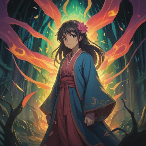 A serene spiritual illustration depicting the concept of resentment transforming into positive energy, ethereal light shimmering around a figure releasing dark emotions, vibrant colors symbolizing hope and healing, a peaceful landscape with gentle flowing water and blooming flowers, embodying the journey from negativity to spiritual enlightenment, harmonious ambiance, 4k