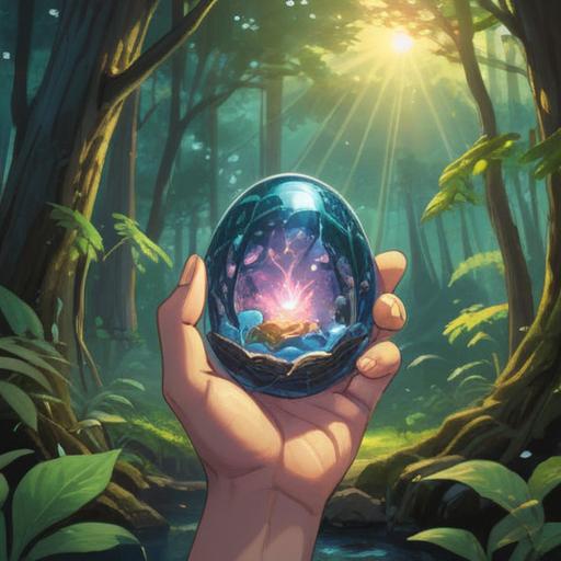 A serene illustration of a hand gently releasing a glowing lucky stone, surrounded by a peaceful nature setting, soft sunlight filtering through trees, symbolic of letting go of resentment, vibrant colors, calming atmosphere, detailed textures, 4k