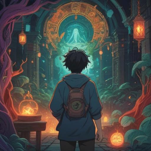 A mystical illustration depicting a person observing another's misfortune, surrounded by symbolic spiritual signs, subtle energy flow, contrasting emotions, ethereal glow, vivid colors, intricate details, reflective mood, 4k