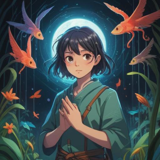 A serene illustration depicting a person surrounded by ethereal light and faint symbols representing spiritual signs, gentle expressions on their face, a lush natural background with vibrant flora, soft rays of sunlight filtering through the trees, subtle hints of caution woven into the design, an aura of positivity combined with a thoughtful ambiance, becoming aware of hidden truths, 4k