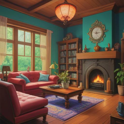 A tranquil scene depicting various soothing items for conversation starters, soft lighting, warm colors, a cozy living room setting, items like calming teas, aromatic candles, and comfortable cushions, inviting atmosphere, peaceful vibes, gentle interactions between people, 4k