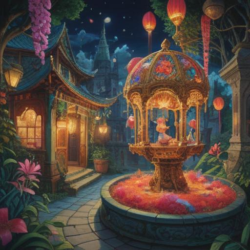 A whimsical scene depicting a lucky item for turning around a stagnant love, an ornate charm with intricate designs, shimmering under soft light, surrounded by blooming flowers and heart motifs, a soft pastel color palette, enchanting atmosphere, subtle magic effects, creating a sense of hope and transformation, artistic detail, 4k