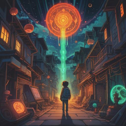 A thought-provoking illustration depicting a person observing spiritual signs in everyday life, various symbols representing guidance, an aura of mystical energy surrounding the individual, serene environment with nature elements like trees and water, clear blue sky, introspective expression, vibrant colors, 4k