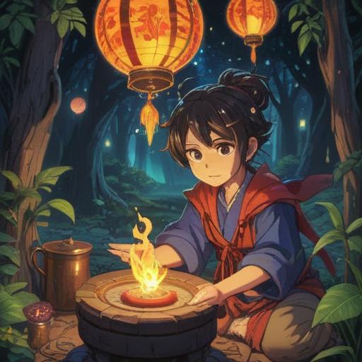 A magical talisman glowing brightly, surrounded by warm light, representing fortune after overcoming challenges, intricate designs symbolizing resilience, serene natural background with blooming flowers, sunlight filtering through trees, hopeful atmosphere, 4k