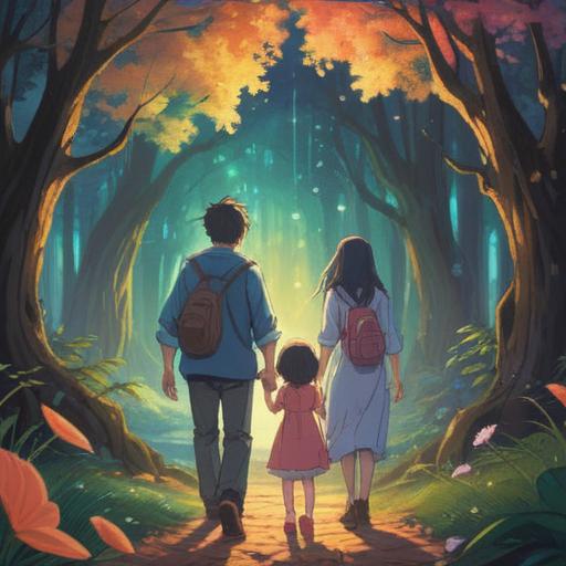 A serene scene depicting a spiritual farewell between family members, soft ethereal light illuminating the figures, gentle expressions conveying love and acceptance, symbolic elements like butterflies or glowing orbs representing positive energy, a tranquil landscape in the background, a sense of peace and connection, 4k