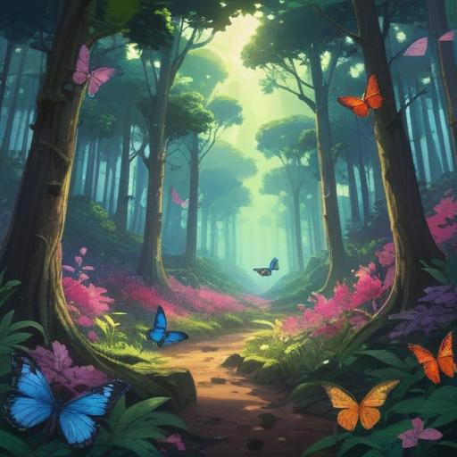 A serene and calming scene depicting a gentle breeze through a tranquil forest, soft light filtering through the trees, symbolic butterflies representing spiritual messages, faintly glowing orbs of light signifying presence, a feeling of comfort and guidance, subtle hints of floral elements, soft earth tones, peaceful atmosphere, 4k