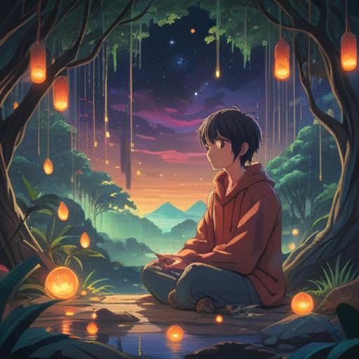 A serene and introspective scene, a person meditating in a tranquil environment, surrounded by soft glowing lights, representing energy flow, diverse natural elements like trees and flowing water, a sense of balance and healing, spiritual symbols subtly integrated, peaceful atmosphere, harmonious color palette, 4k