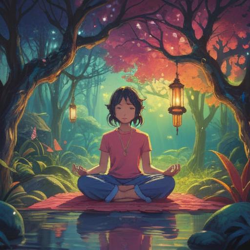 A serene and enlightening scene depicting spiritual guidance, a person meditating in a tranquil environment, vibrant energy flow around the body, symbols of healing and intuition, nature elements like trees and water, soft light illuminating the space, a sense of calm and connection, 4k