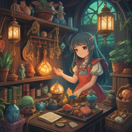 A whimsical illustration of lucky items for enhancing physical compatibility, a beautiful collection of charms and talismans, vibrant colors, intricate details, set on a serene and romantic background, featuring a couple connecting harmoniously, subtle glowing effects around the items, enchanting atmosphere, magical realism, 4k