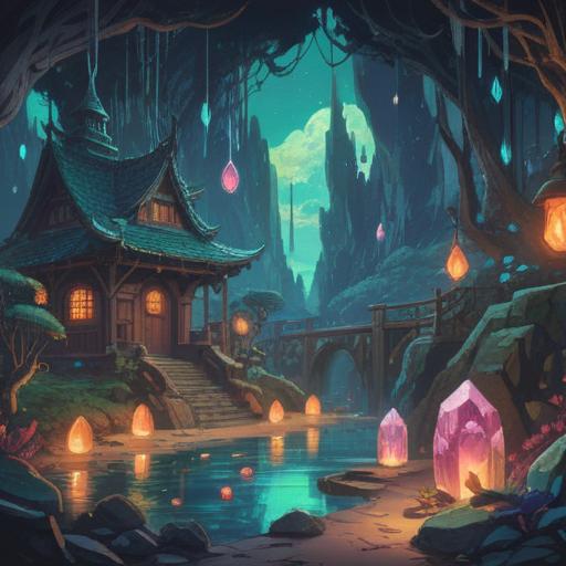 A serene illustration of various lucky crystals, each with unique colors and shapes, arranged in a harmonious setting, surrounded by glowing light, symbols of energy and healing, a peaceful ambiance, nature elements like plants and water, 4k, high detail