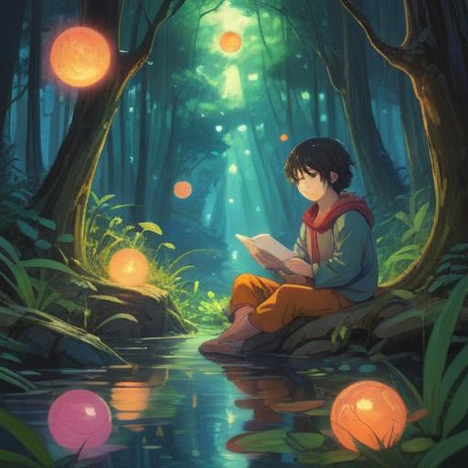 A serene and contemplative scene, a person sitting calmly in nature, surrounded by soft light, subtle energy orbs floating nearby, representing spiritual signs, a tranquil lake reflecting the sky, gentle breeze moving through trees, warm colors creating a soothing atmosphere, 4k