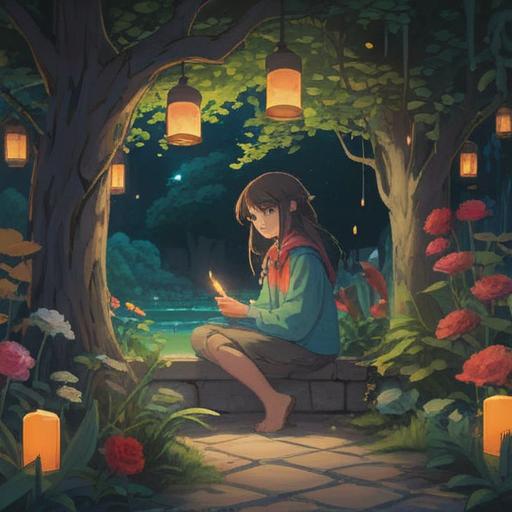 A serene and introspective scene, a gentle light illuminating a peaceful garden, symbols of remembrance like candles and flowers, a figure reflecting on memories, an ethereal presence symbolizing connection, calming colors, tranquil atmosphere, hints of nature’s beauty, 4k